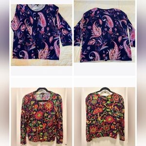 🌸 Talbots: PL Spring Sweater Bundle, Rosewood + Charming Cardigan Paisley